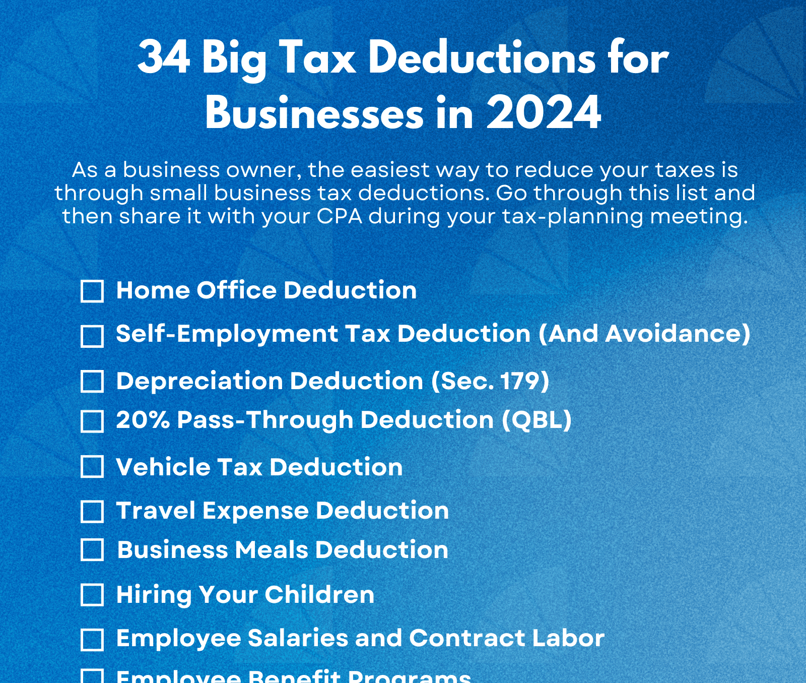 34 Big Tax Deductions for Businesses in 2024